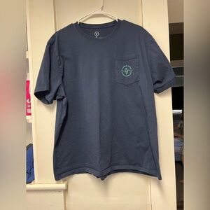 Lauren James Navy Short Sleeve Pocket Tee with Teal Logo